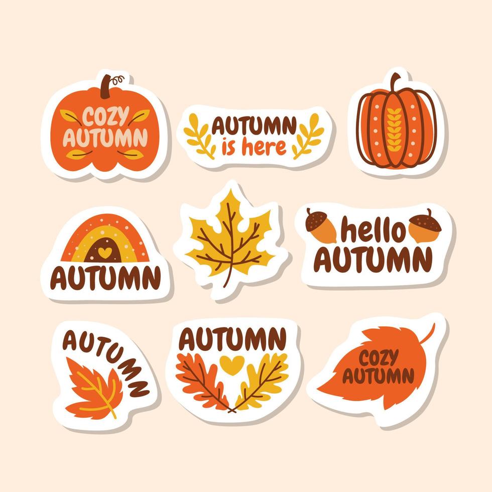 collezione di adesivi disegnati a mano doodle autunno autunno vettore