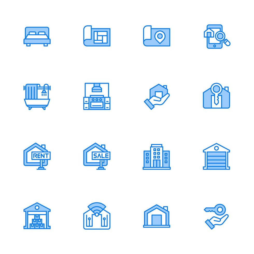 semplice set di icone di linee vettoriali relative agli immobili. segno di stile lineare per concept mobile e web design. icona del vettore di linea. simbolo, illustrazione del logo.