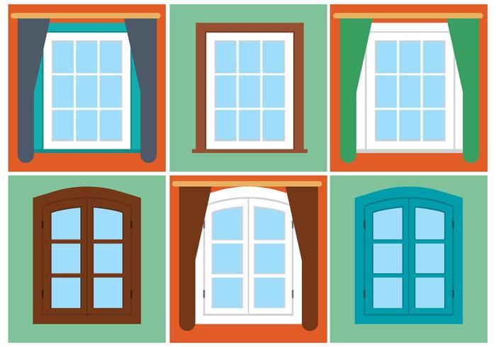 Set di finestre vintage vettoriali gratis
