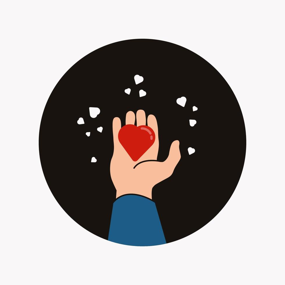 a forma di cuore in mano felice giorno di San Valentino concetto di progettazione grafica illustrazione vettoriale