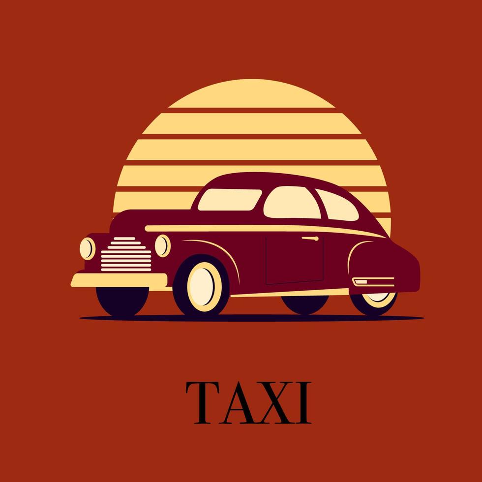 icona del segno di taxi auto su sfondo rosso. illustrazione vettoriale