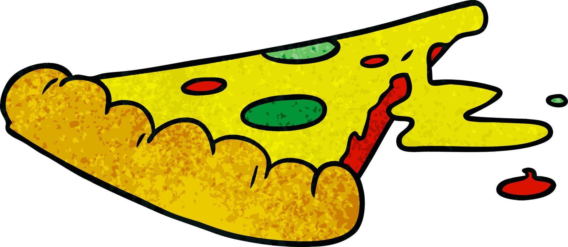 doodle del fumetto strutturato di una fetta di pizza vettore