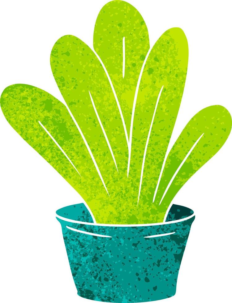 doodle retrò dei cartoni animati di una pianta da interno verde vettore