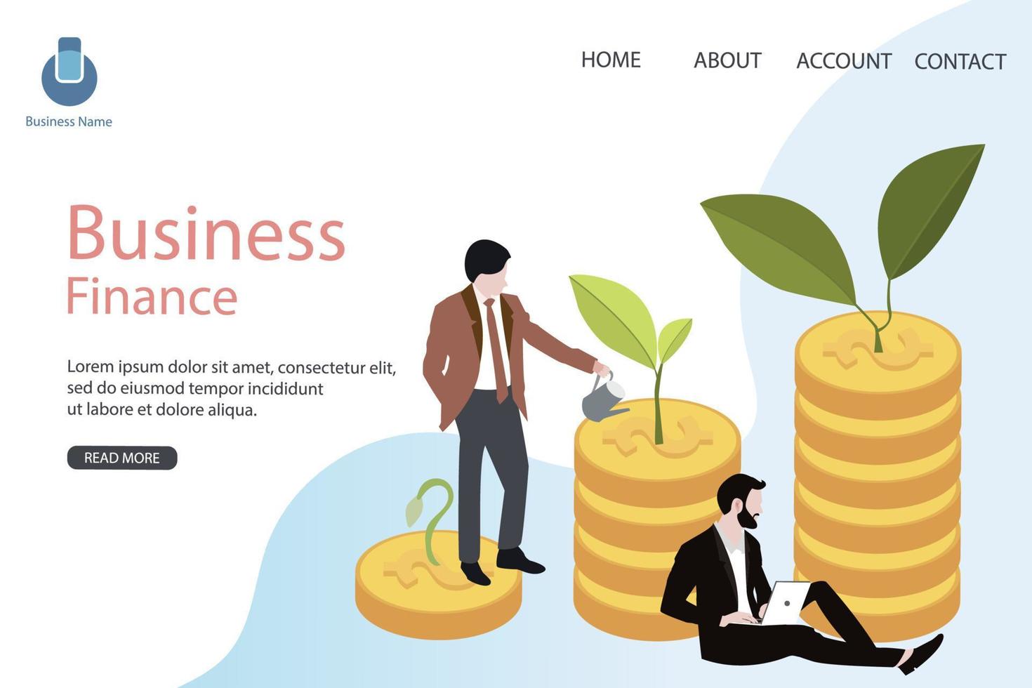 concetto di investimento finanziario per uomini d'affari per sito Web moderno, dispositivi mobili e sviluppo vettore