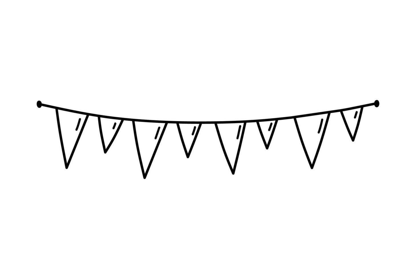 carino festivo bunting per una festa isolata su sfondo bianco. illustrazione disegnata a mano di vettore in stile doodle. perfetto per i disegni delle vacanze, carte, decorazioni, logo.