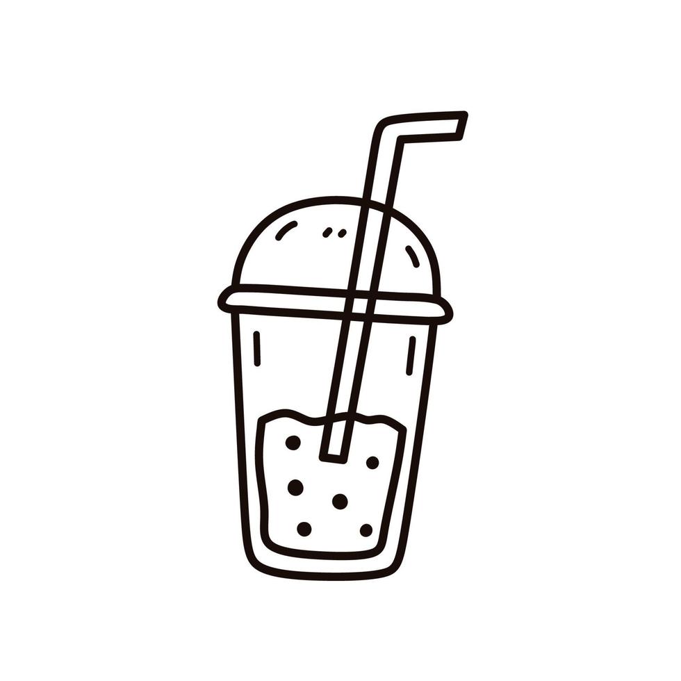 carino tè al latte bolla isolato su sfondo bianco. illustrazione disegnata a mano di vettore in stile doodle. perfetto per carte, decorazioni, logo.