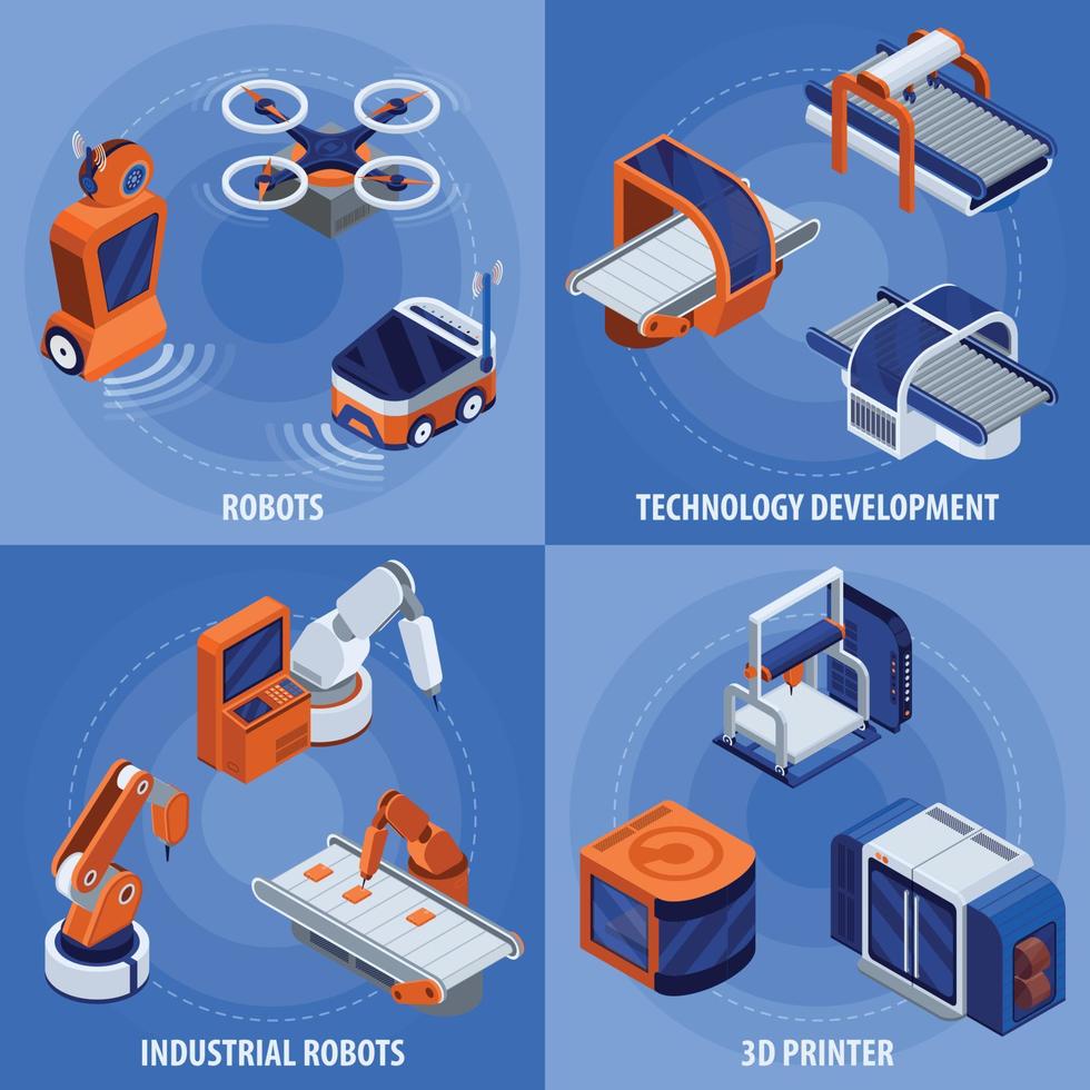 set di icone di concetto di industria intelligente vettore