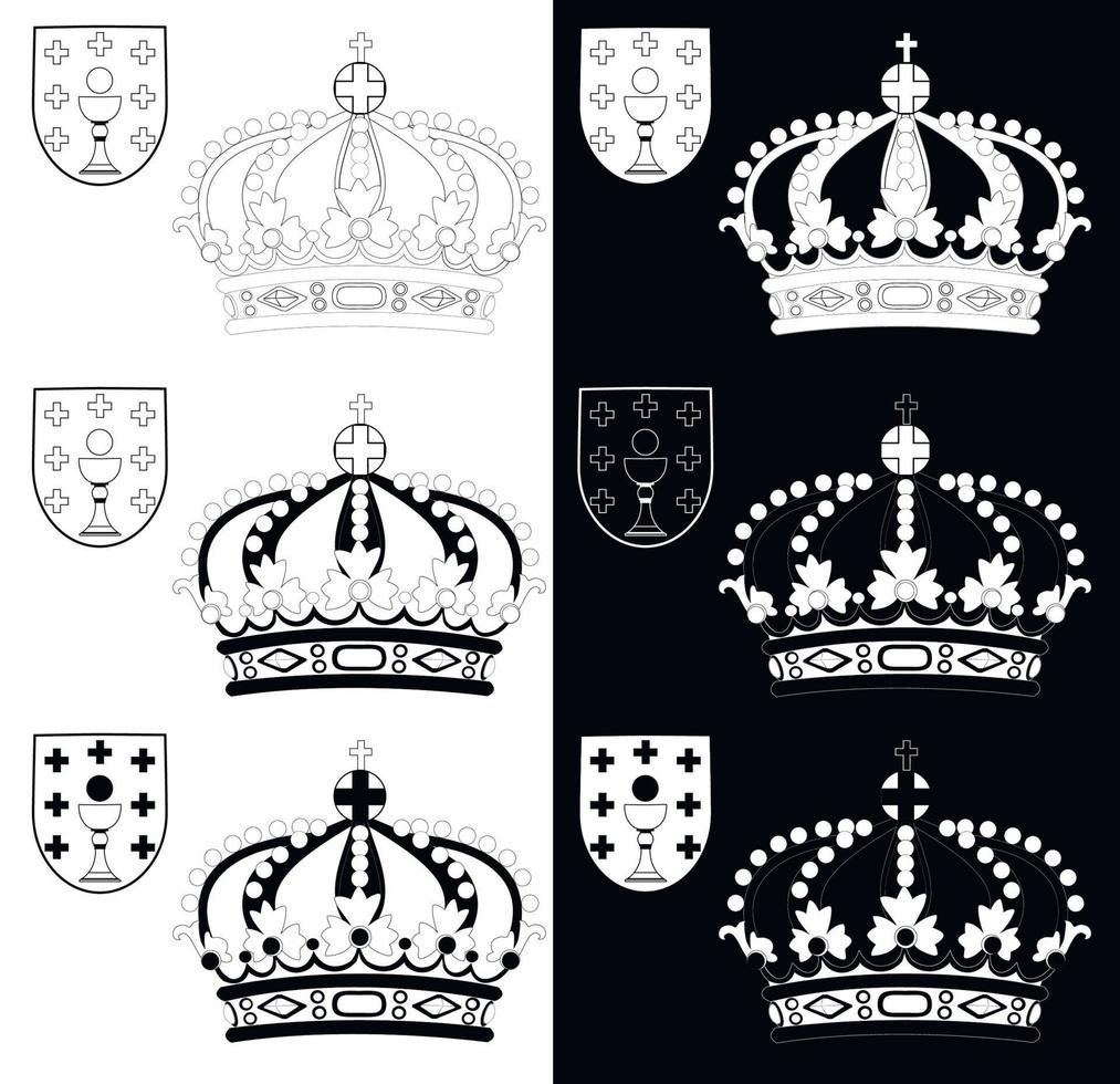corona di galizia illustrazione in bianco e nero. illustrazione vettoriale. vettore