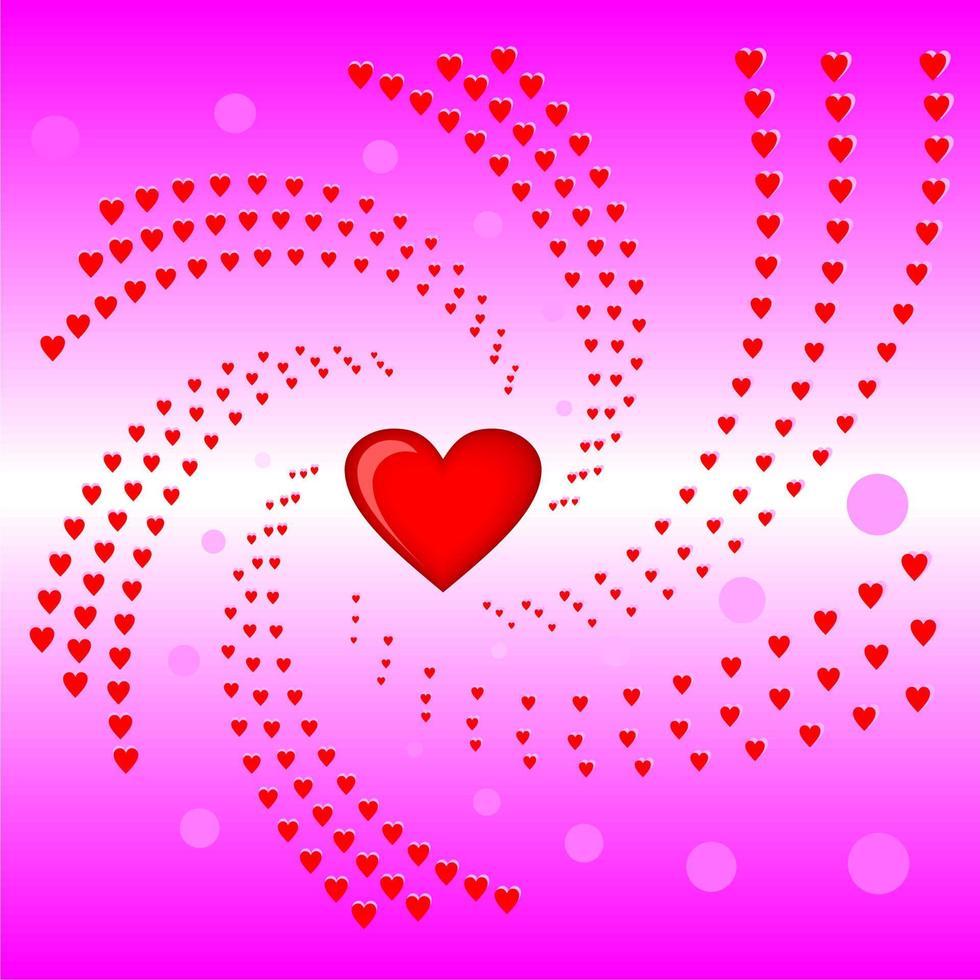 vortice di cuori, San Valentino, sfondo rosa illustrazione vettoriale
