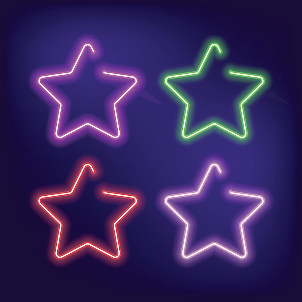 icona di stelle. logo delle stelle. simbolo delle stelle. stelle illustrazione vettoriale effetto bagliore al neon.