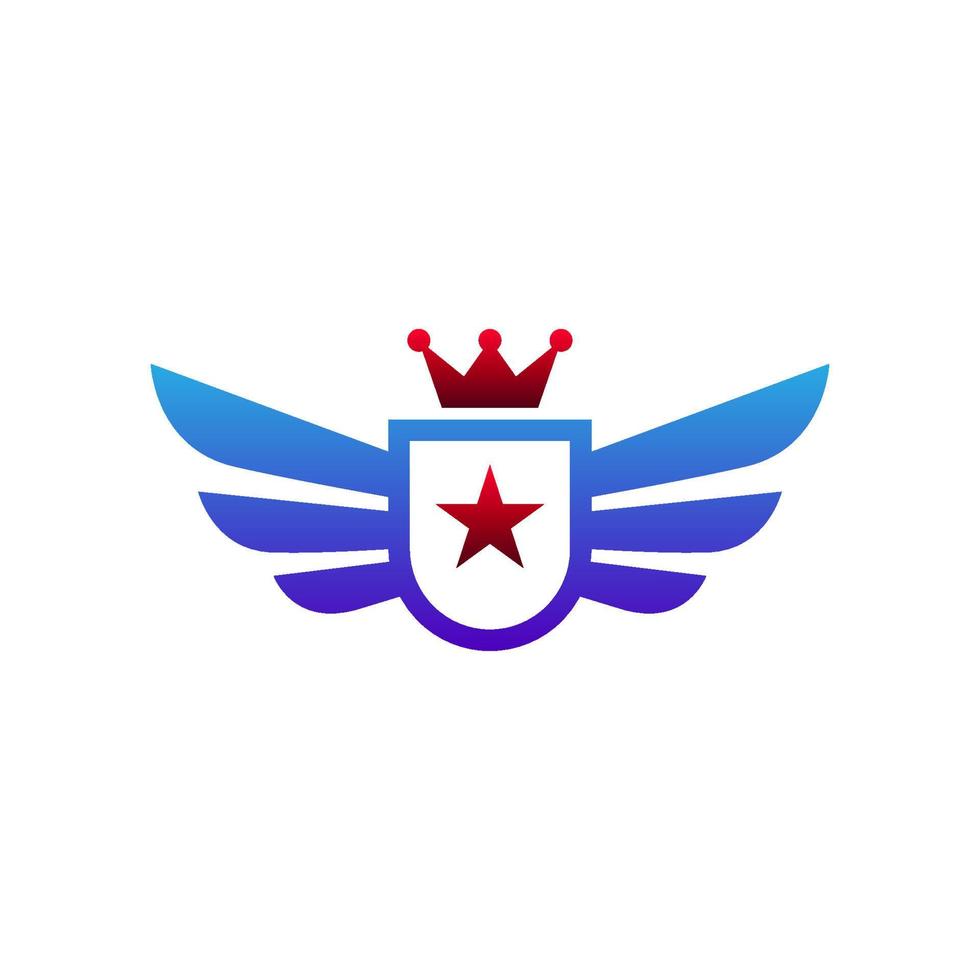 logo scudo ala. icona scudo ala. logo di sicurezza o protezione. illustrazione vettoriale scudo ala.