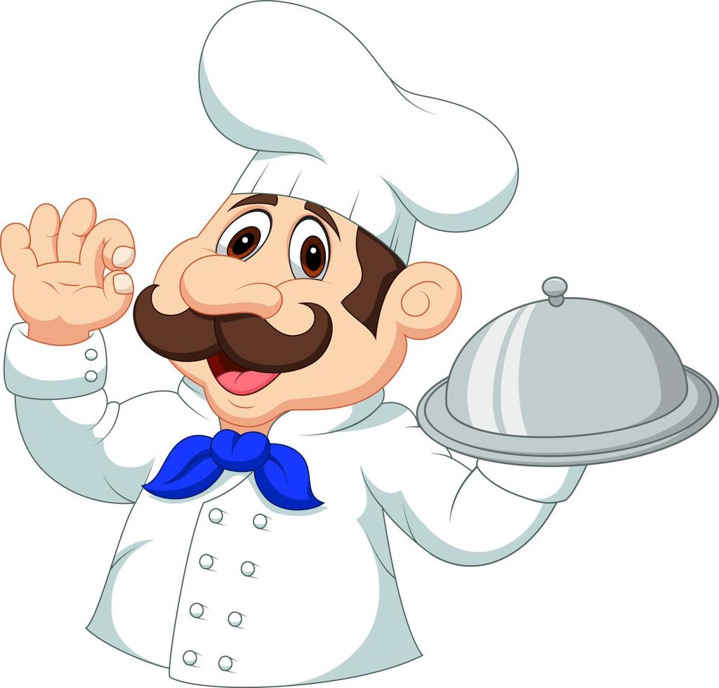 cartone animato chef con segno ok vettore