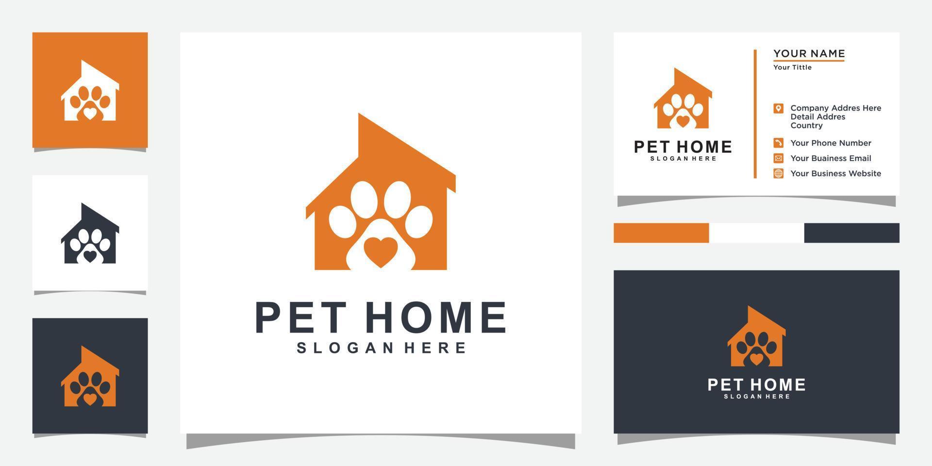 modello di progettazione del logo di vettore della casa dell'animale domestico.