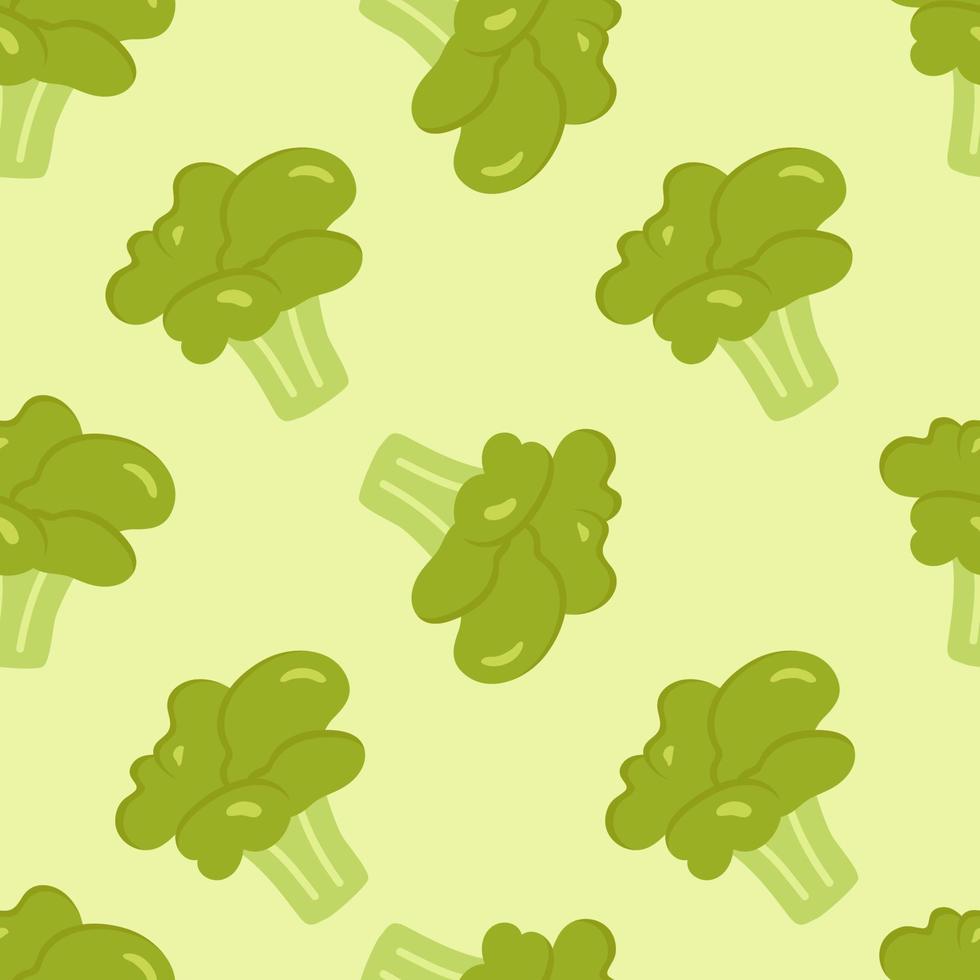 senza cuciture con cavolo broccoli grande su sfondo verde. illustrazione vettoriale botanica per la stampa su abbigliamento, tessuti, carta, tessuto, imballaggio.