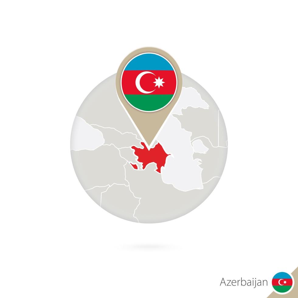mappa e bandiera dell'azerbaigian in cerchio. mappa dell'azerbaigian, spilla della bandiera dell'azerbaigian. mappa dell'azerbaigian nello stile del globo. vettore