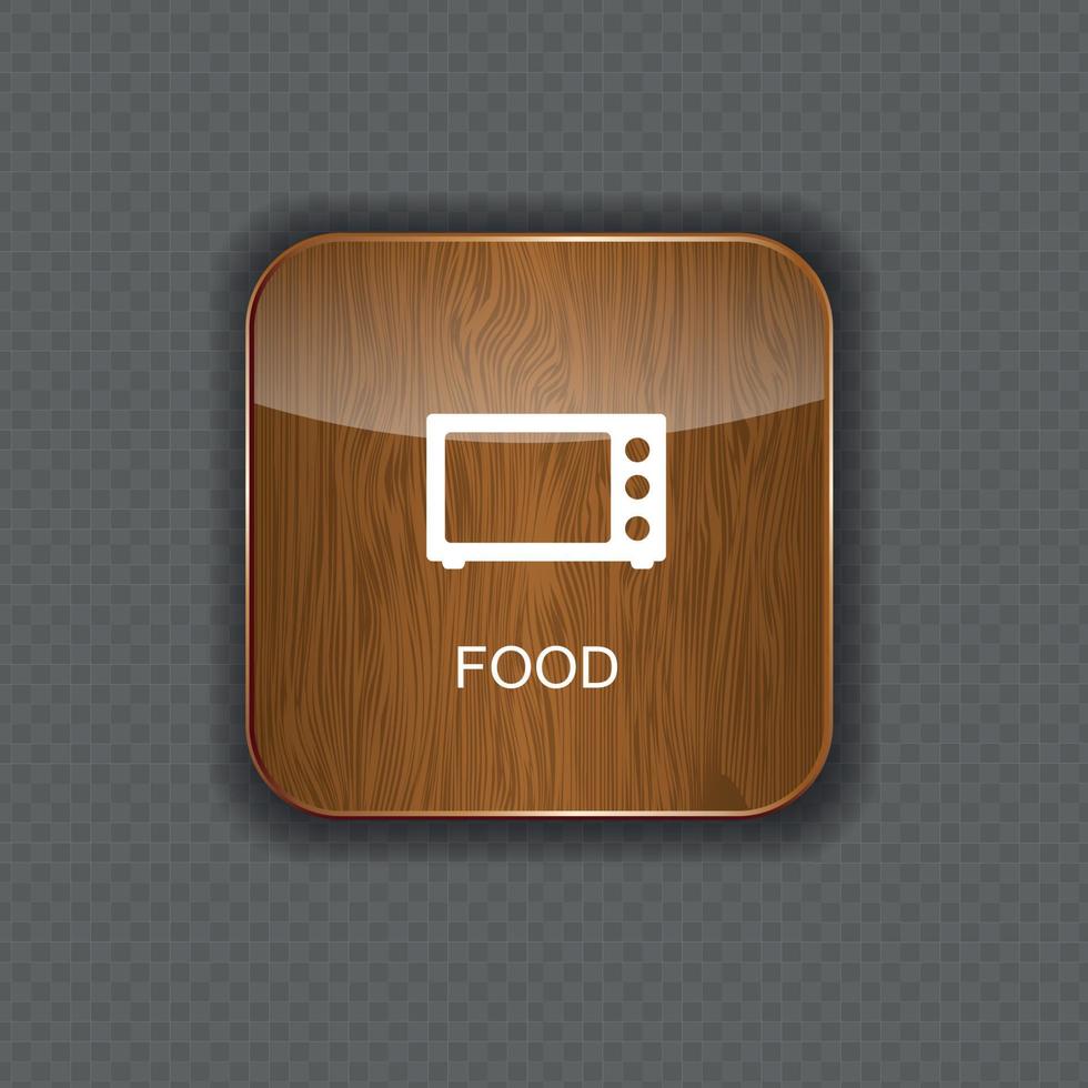 icone dell'applicazione in legno di cibi e bevande vettore