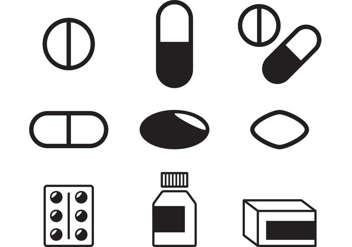 Vettori di pillole in bianco e nero