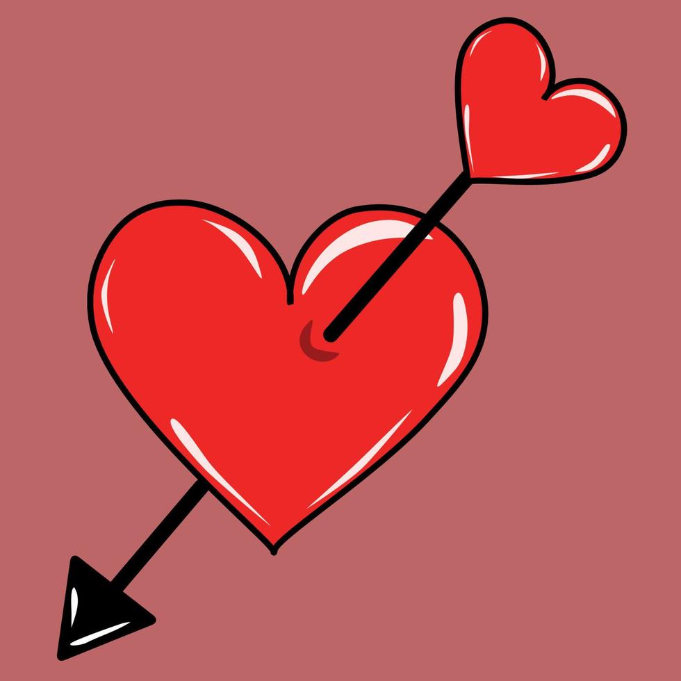 cuore rosso con una freccia vettore