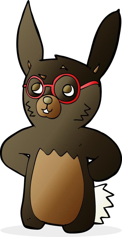 coniglio cartone animato con gli occhiali vettore