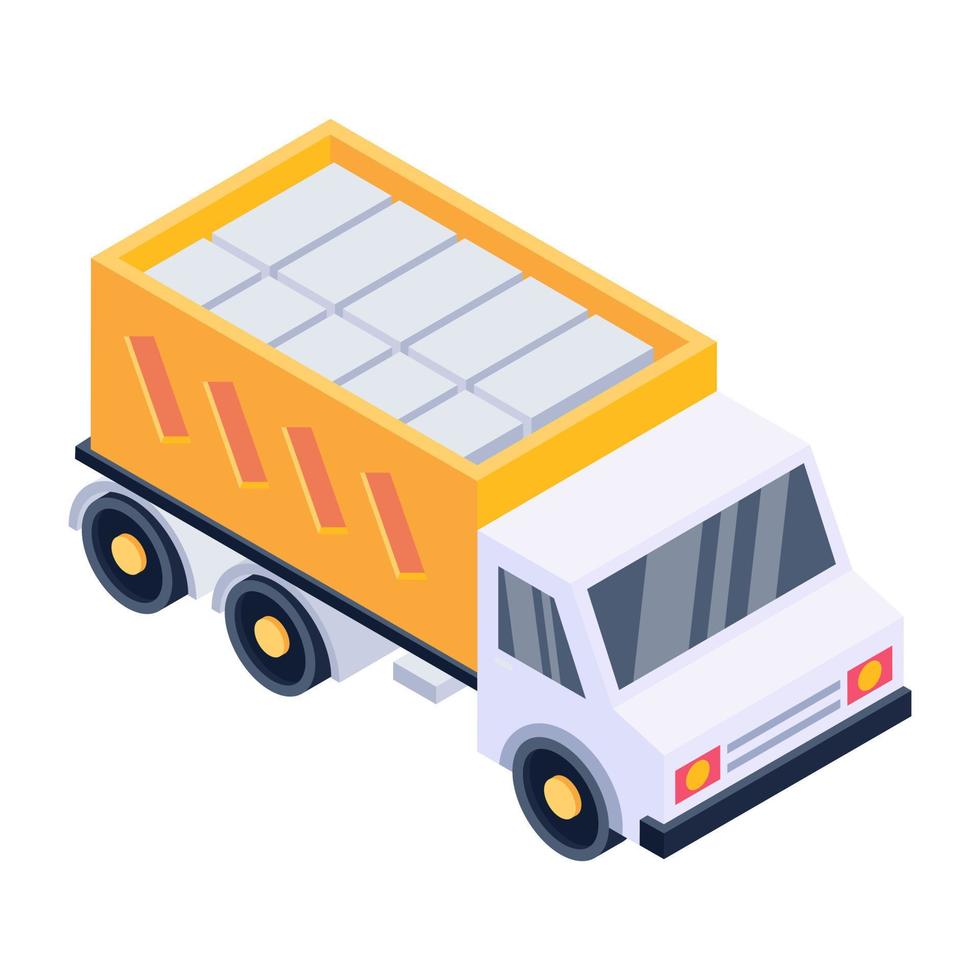 icona isometrica premium del camion da costruzione vettore