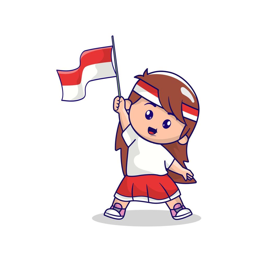 simpatica mascotte del giorno dell'indipendenza dell'indonesia 17 agosto vettore