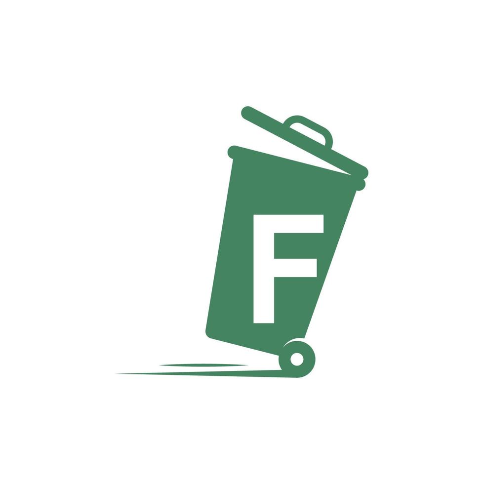 lettera f nel modello di illustrazione dell'icona del cestino vettore