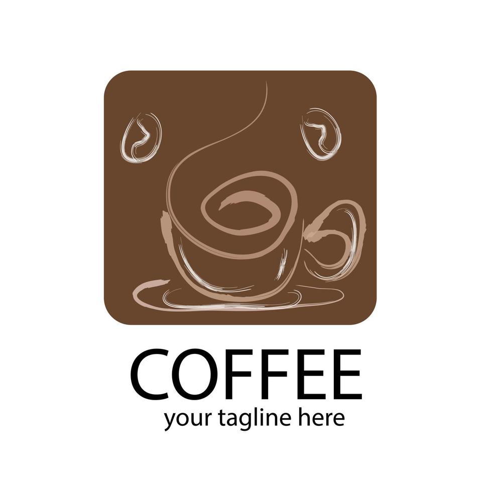 logo del caffè con strisce bianche di fumo a forma di tazza di caffè vettore