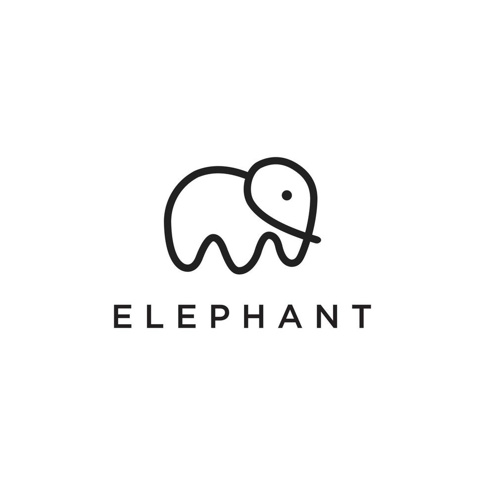 modello di progettazione dell'icona di vettore del logo della linea dell'elefante.