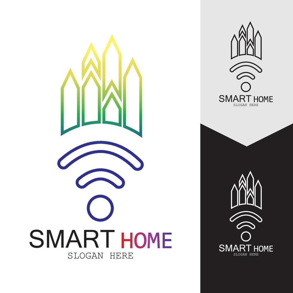 logo vettoriale casa wifi. vettore icona tecnologia città intelligente. vettore di concetto di logo della rete della città