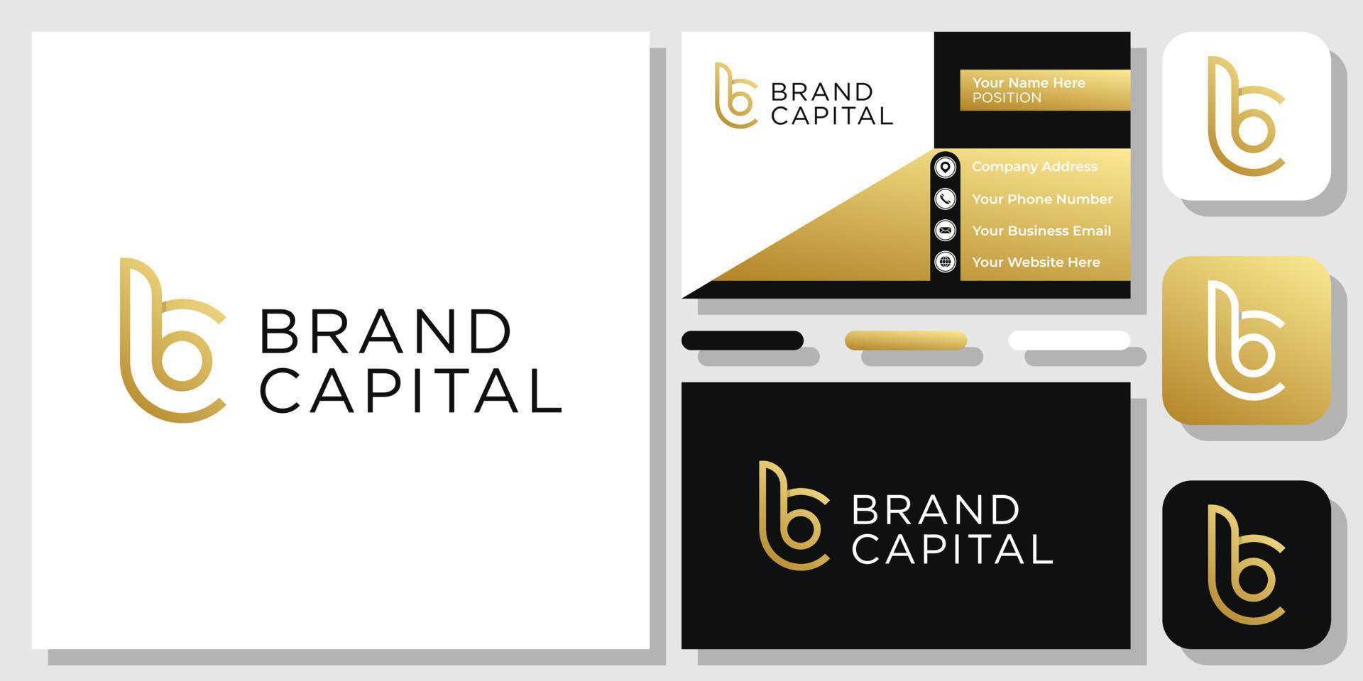 iniziali lettere bc cb oro lusso elegante linea semplice design moderno logo con modello biglietto da visita vettore