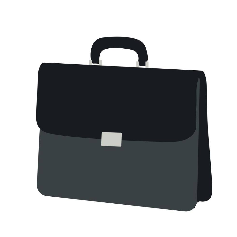 illustrazione di riserva di vettore della valigetta nera. borsa da ufficio da uomo con documenti. Isolato su uno sfondo bianco.