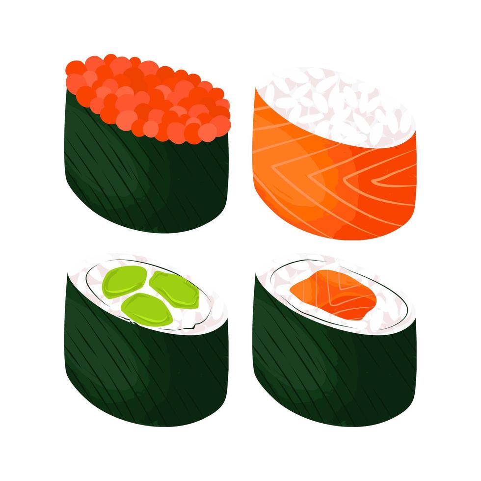 illustrazione di un set di sushi. vettore