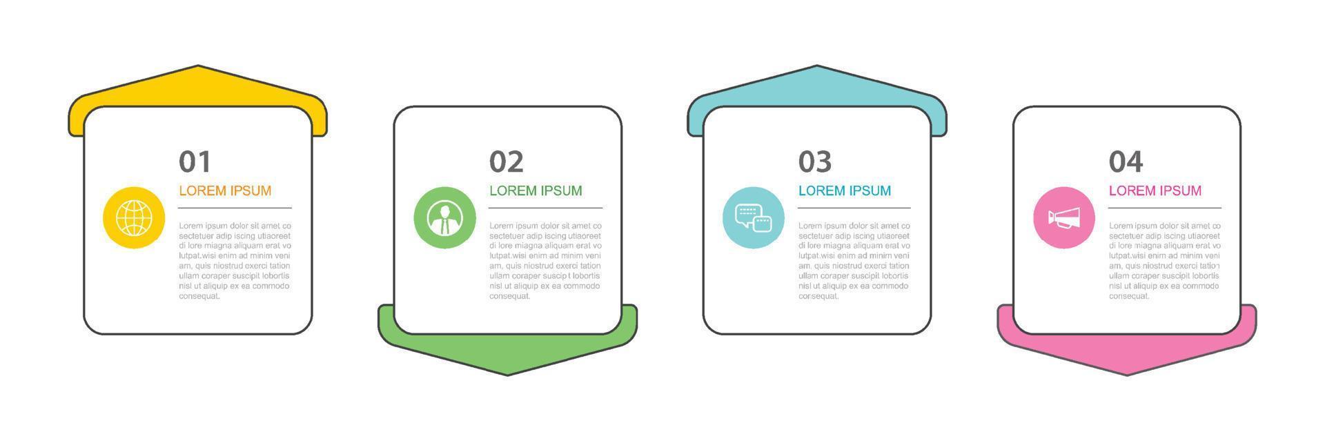4 modello di indice di linea sottile con scheda quadrata di infografica dati. illustrazione vettoriale sfondo astratto.