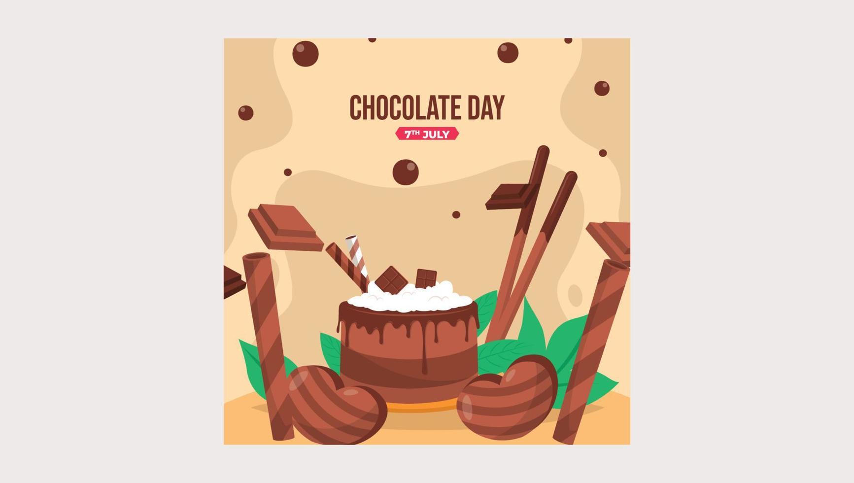 post sui social media della giornata mondiale del cioccolato vettore