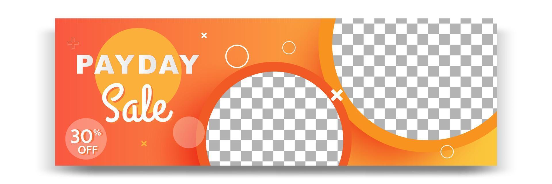 disegno del modello di banner geometrico moderno gradiente astratto in colore giallo, arancione, bianco. adatto per la pubblicità e la promozione in post sui social media, blog, web, copertina, intestazione. vettore