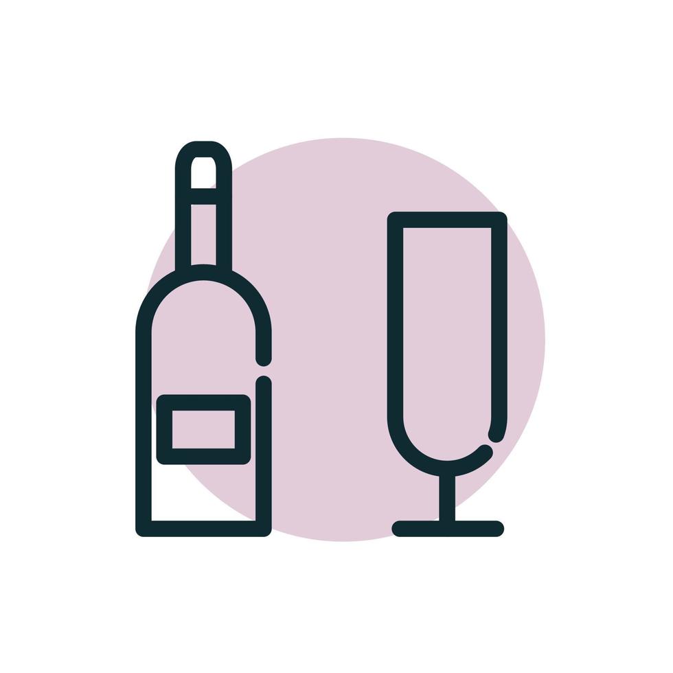 vettore di bottiglia e bicchiere di champagne per la presentazione dell'icona del simbolo del sito Web