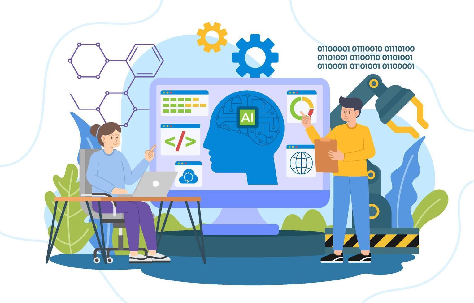 concetto di illustrazione della tecnologia di intelligenza artificiale vettore