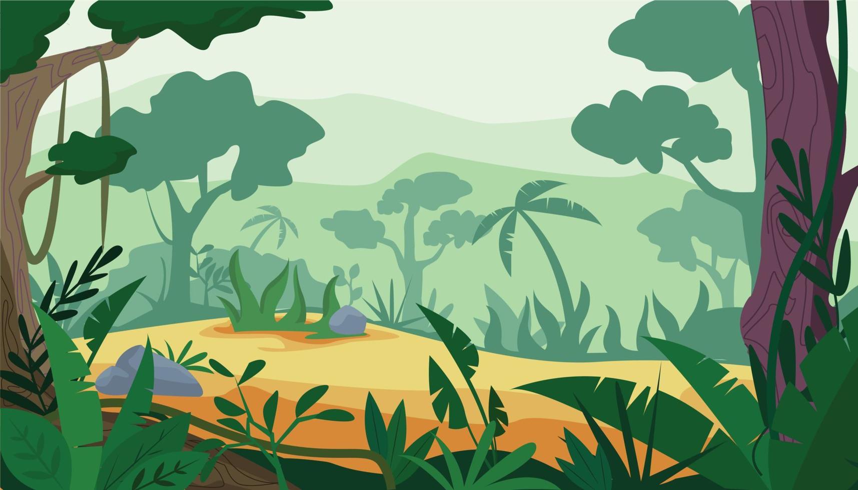 illustrazione vettoriale verde foresta tropicale