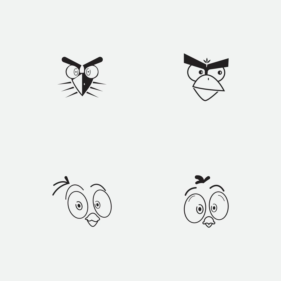 design di emoticon faccia uccellini dei cartoni animati vettore