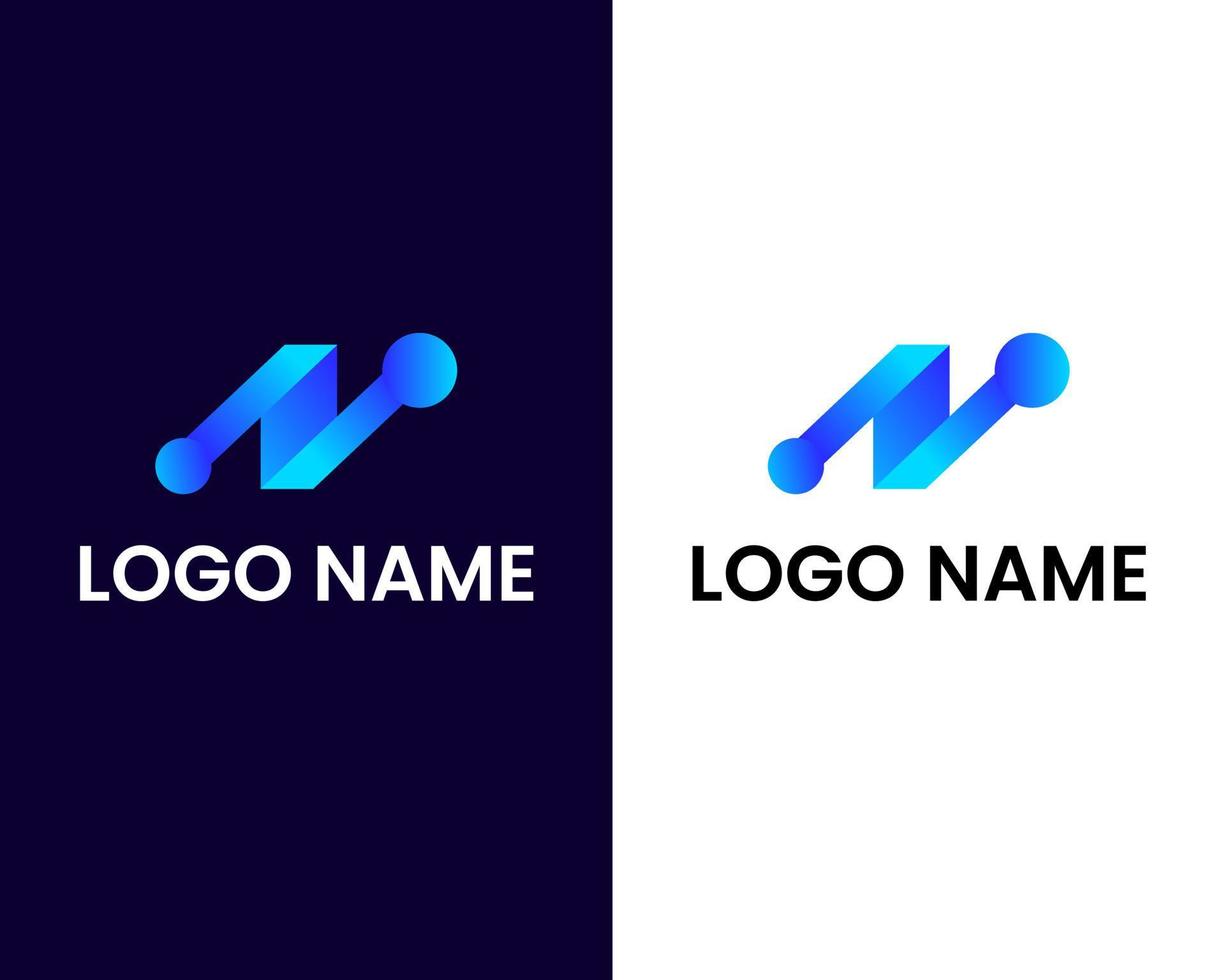 lettera n con modello di progettazione logo tech vettore