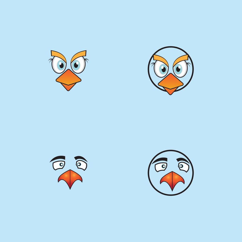 design di emoticon faccia uccellini dei cartoni animati vettore