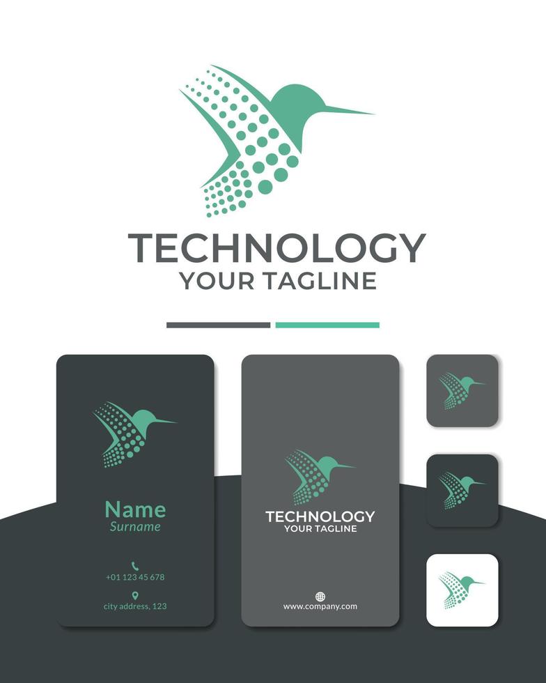 colibrì dati logo design vettore, tecnologia, connessione. vettore