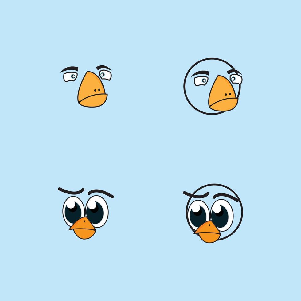 design di emoticon faccia uccellini dei cartoni animati vettore