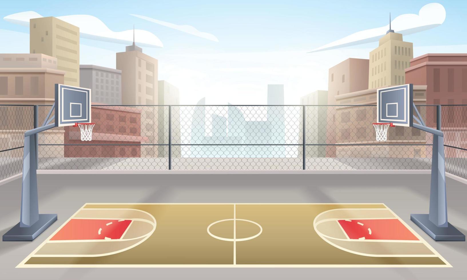 illustrazione del fumetto del campo da basket vettore