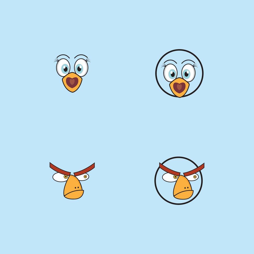 design di emoticon faccia uccellini dei cartoni animati vettore