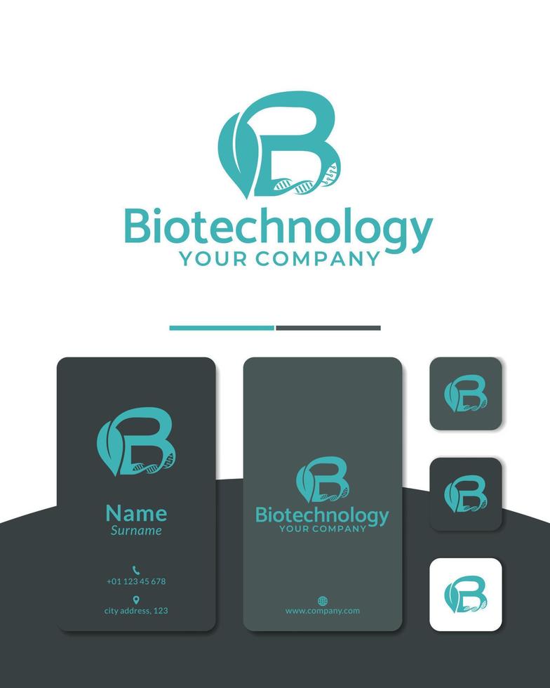 lettera b per i disegni del logo della biotecnologia vettore