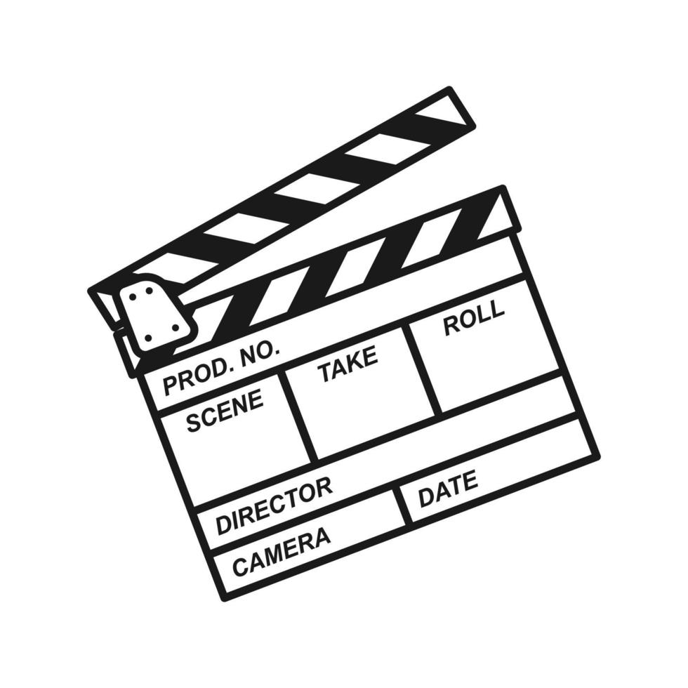 vettore icona ciak. board clap per l'inizio della scena del videoclip. isolato su sfondo bianco