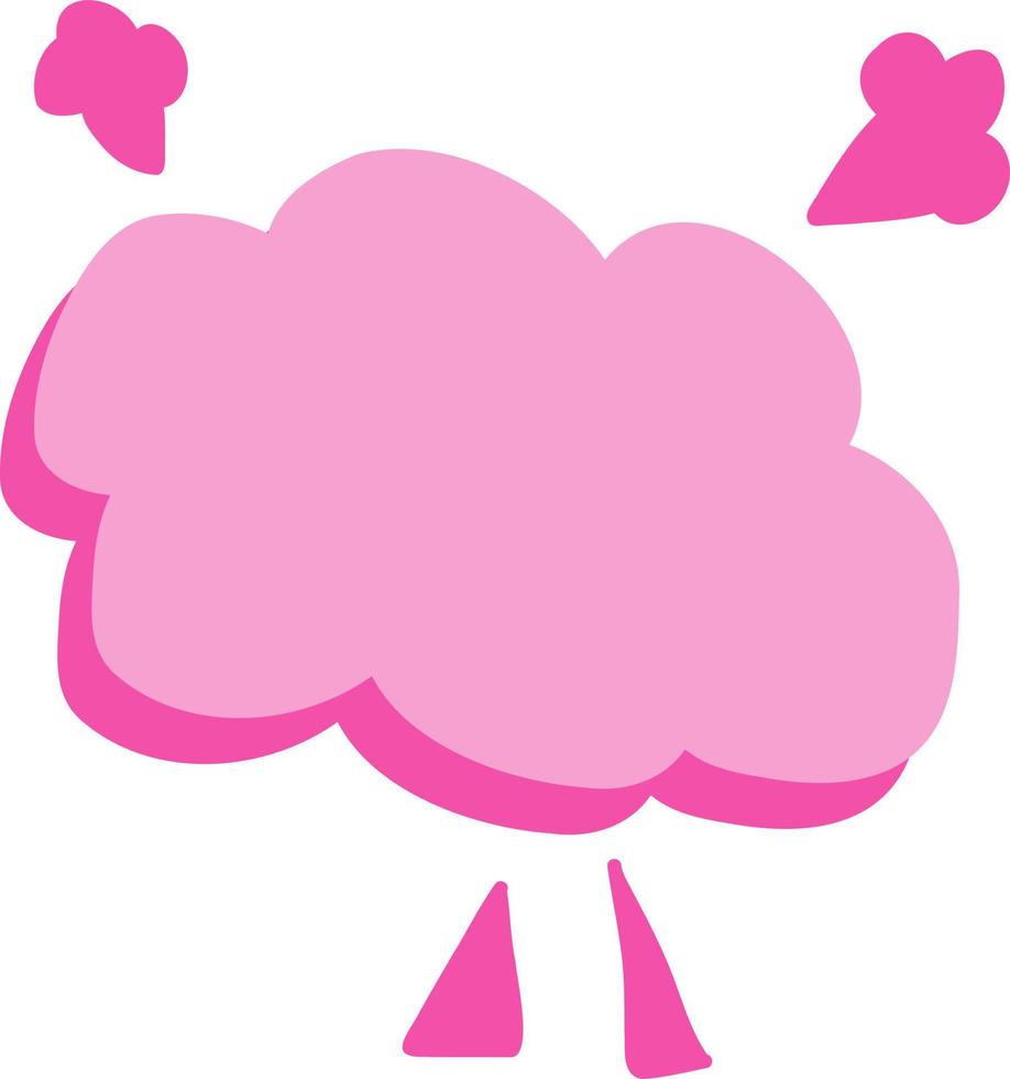 nuvola rosa con fulmini e pioggia. vettore