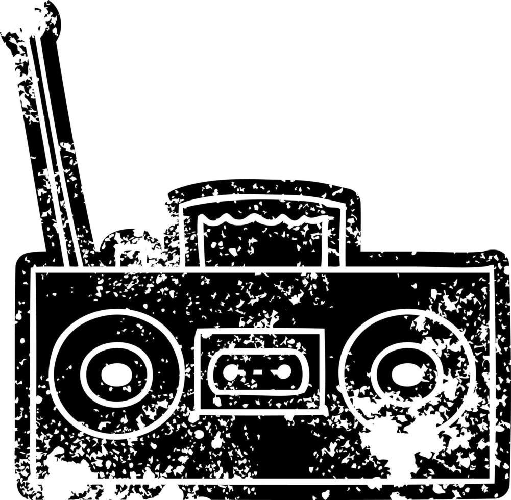 icona del grunge disegno di un lettore di cassette retrò vettore
