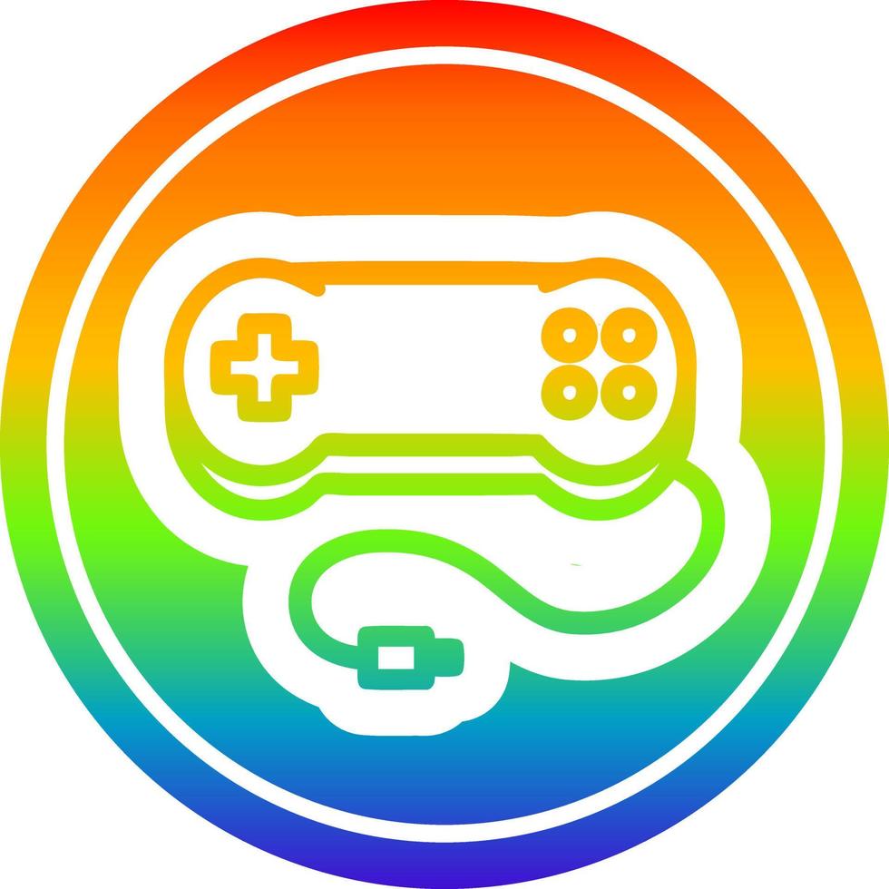 controller di gioco per console circolare nello spettro arcobaleno vettore